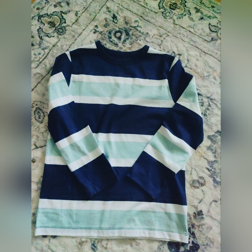 Boy Wonder Nation Navy and White Striped Shirt